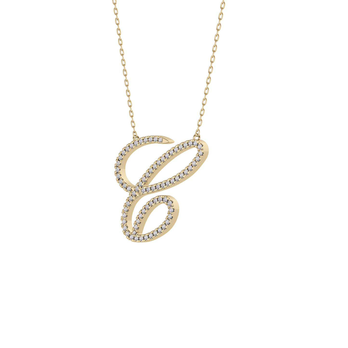 0.144 TCW Round Lab Grown Diamond E Initial Necklace