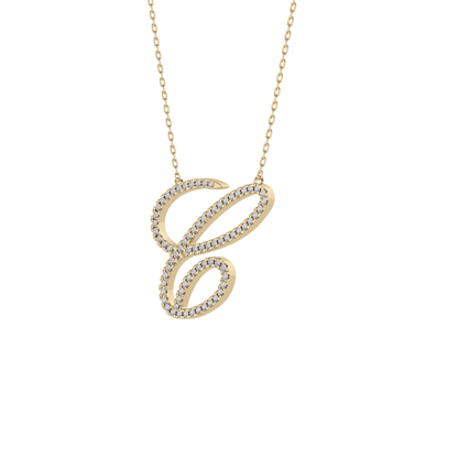0.144 TCW Round Lab Grown Diamond E Initial Necklace