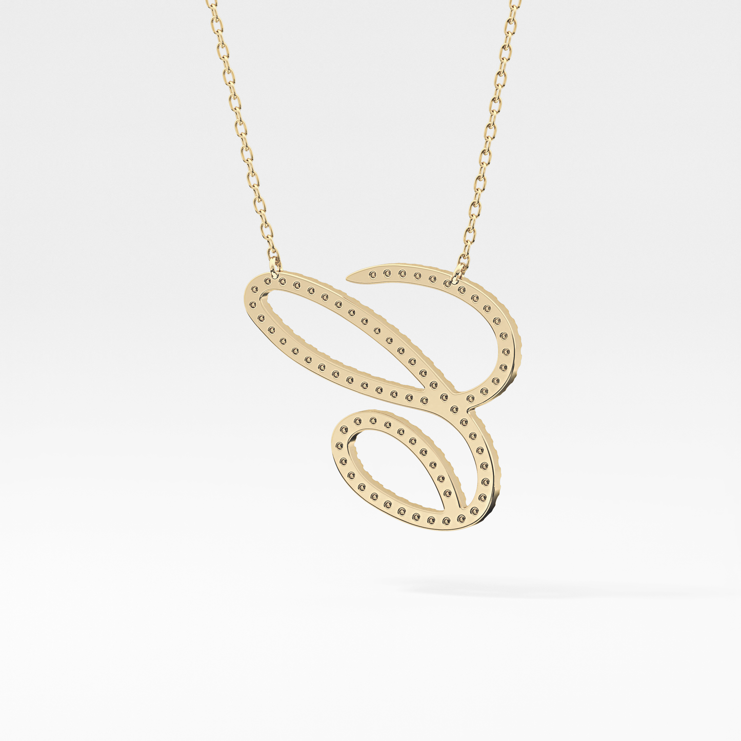 0.144 TCW Round Lab Grown Diamond E Initial Necklace