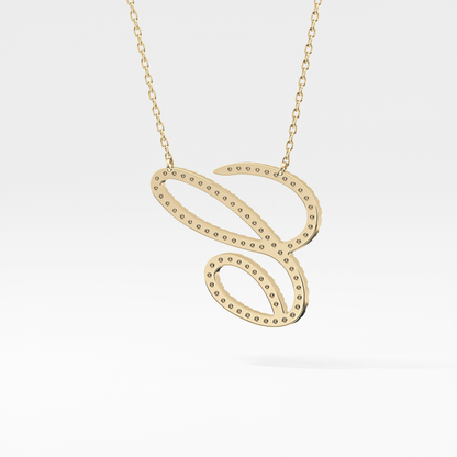 0.144 TCW Round Lab Grown Diamond E Initial Necklace