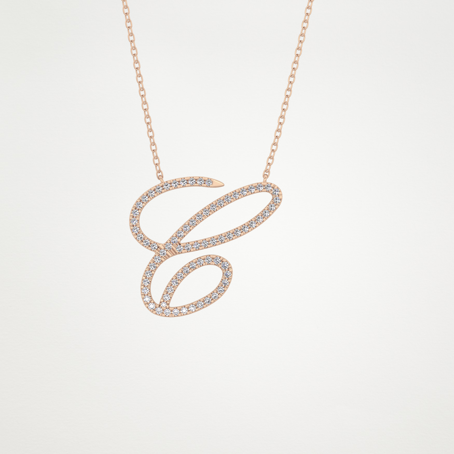 0.144 TCW Round Lab Grown Diamond E Initial Necklace