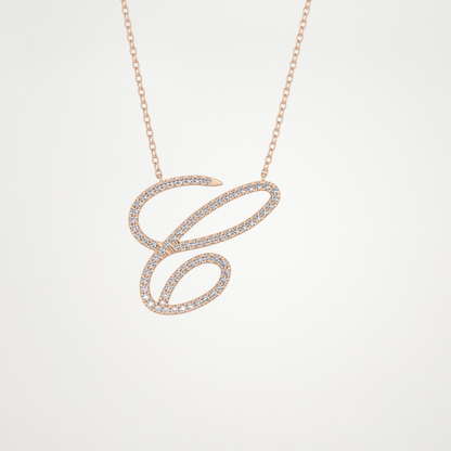 0.144 TCW Round Lab Grown Diamond E Initial Necklace