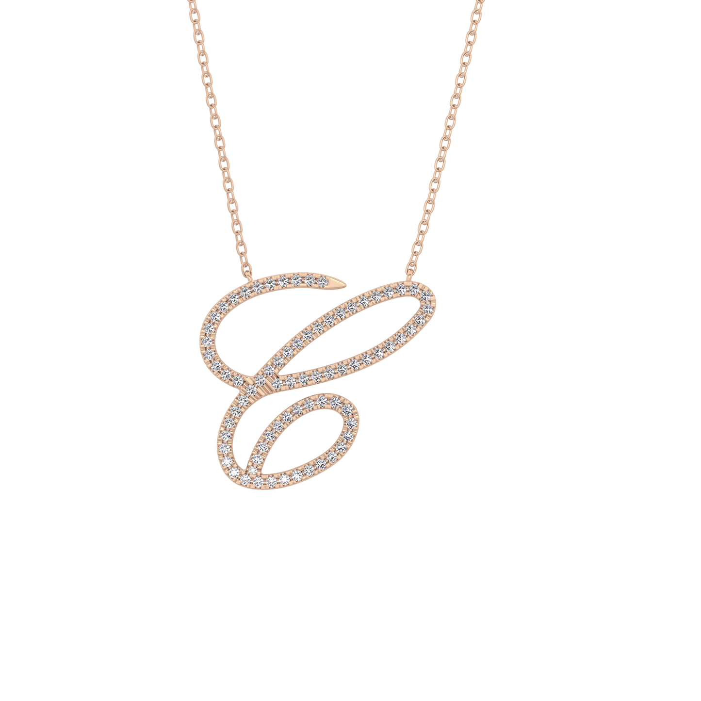 0.144 TCW Round Lab Grown Diamond E Initial Necklace