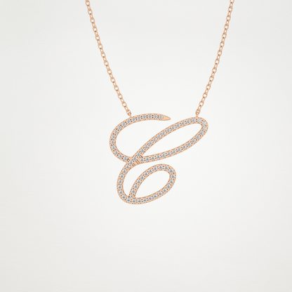 0.144 TCW Round Lab Grown Diamond E Initial Necklace