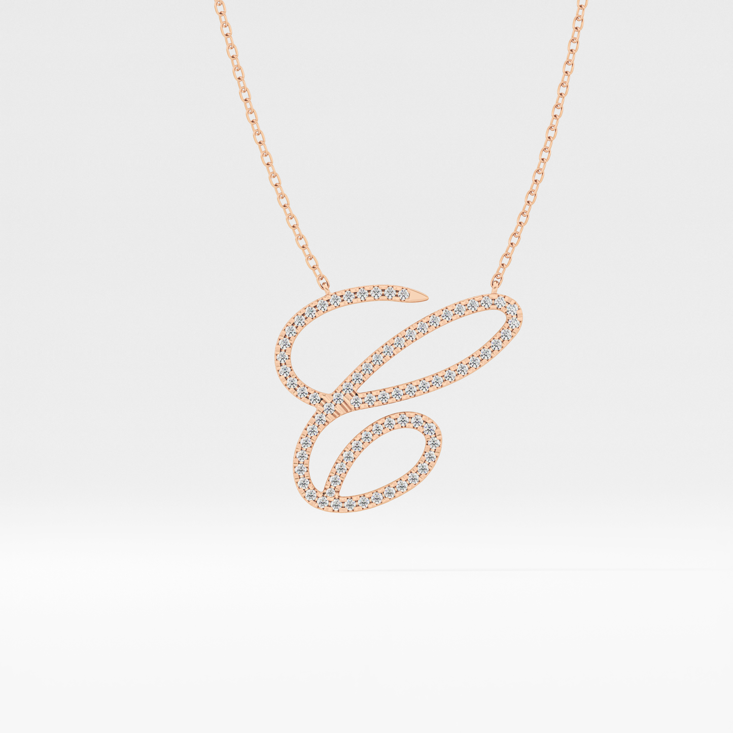 0.144 TCW Round Lab Grown Diamond E Initial Necklace
