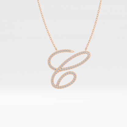 0.144 TCW Round Lab Grown Diamond E Initial Necklace