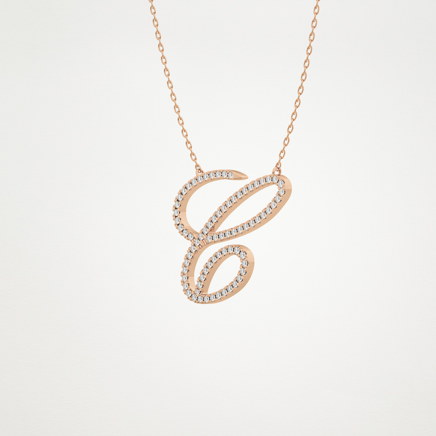 0.144 TCW Round Lab Grown Diamond E Initial Necklace