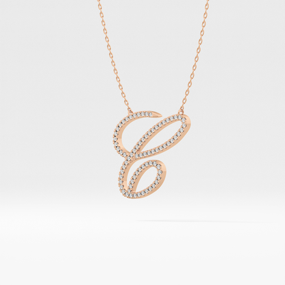 0.144 TCW Round Lab Grown Diamond E Initial Necklace
