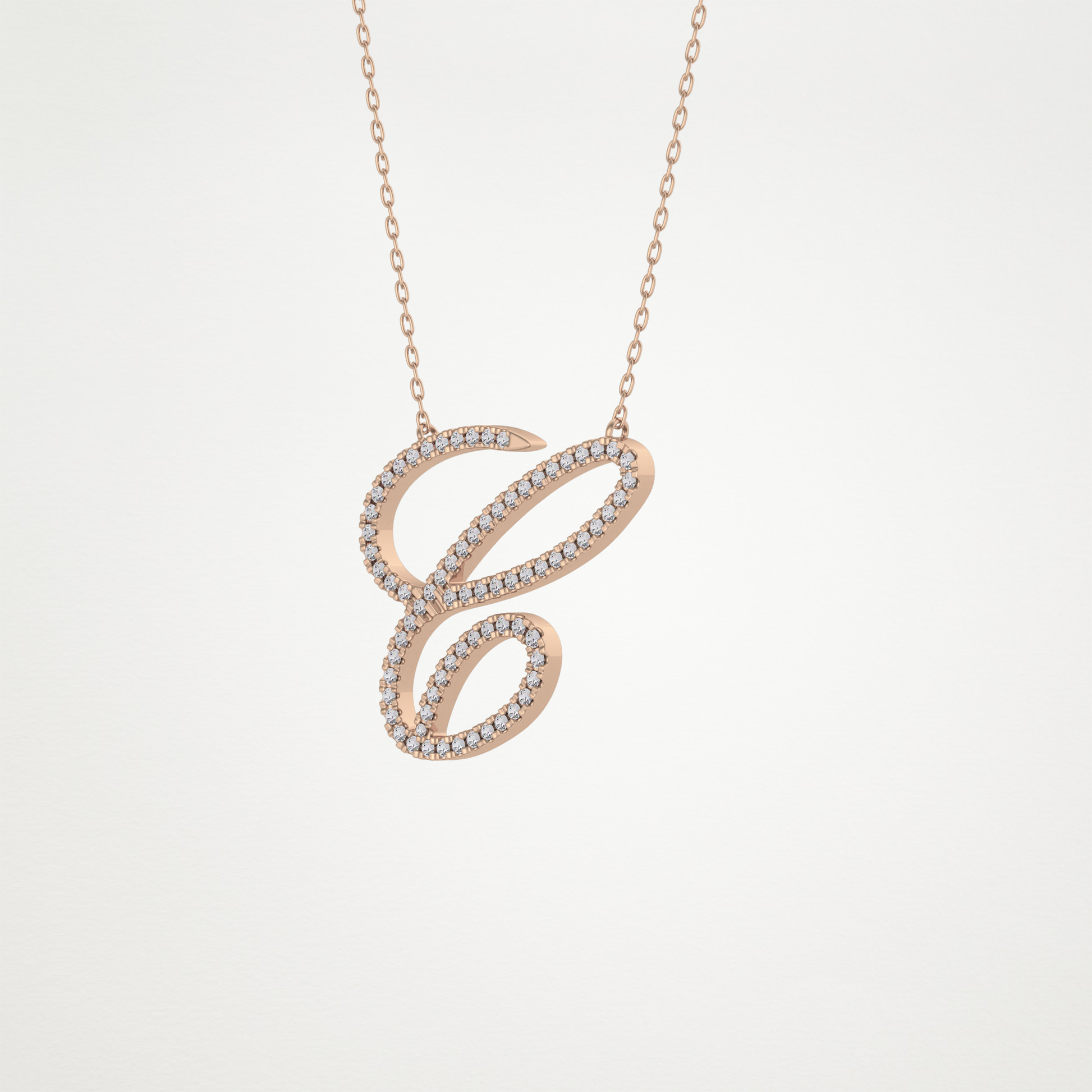0.144 TCW Round Lab Grown Diamond E Initial Necklace