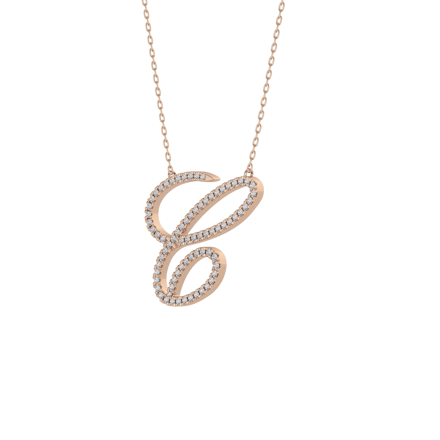 0.144 TCW Round Lab Grown Diamond E Initial Necklace