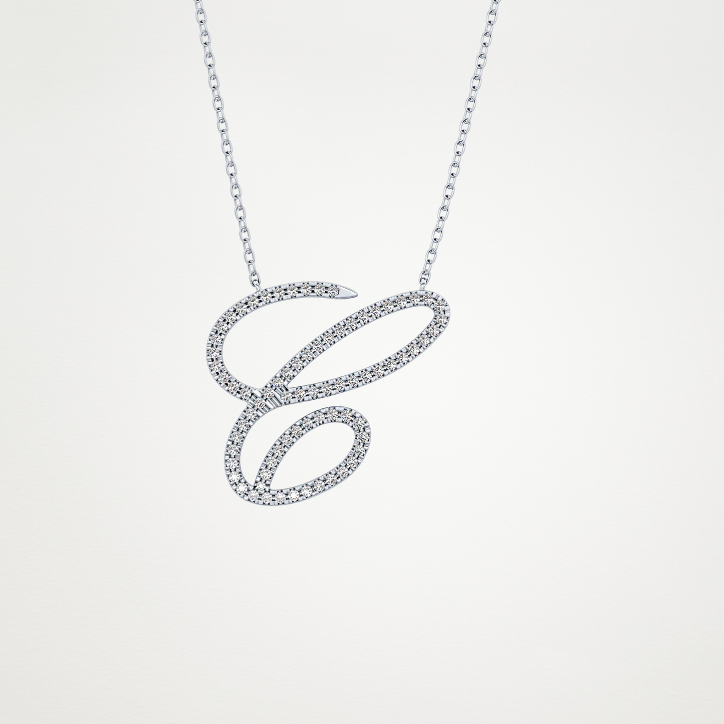 0.144 TCW Round Lab Grown Diamond E Initial Necklace