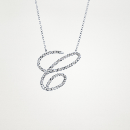 0.144 TCW Round Lab Grown Diamond E Initial Necklace