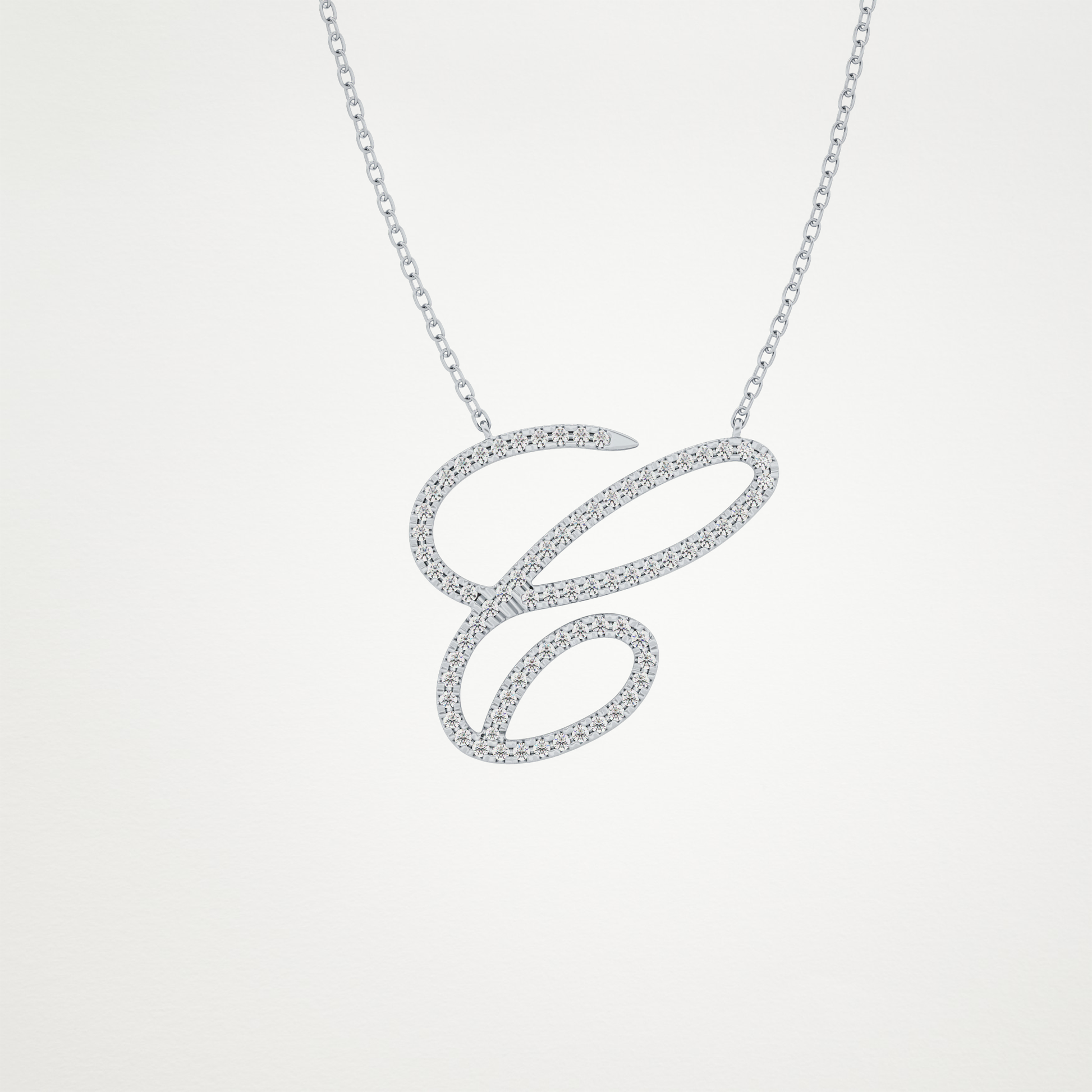 0.144 TCW Round Lab Grown Diamond E Initial Necklace