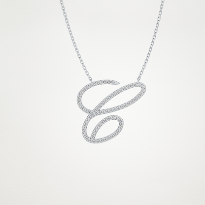 0.144 TCW Round Lab Grown Diamond E Initial Necklace