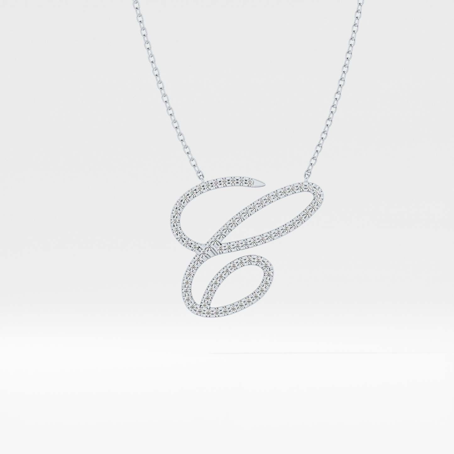 0.144 TCW Round Lab Grown Diamond E Initial Necklace