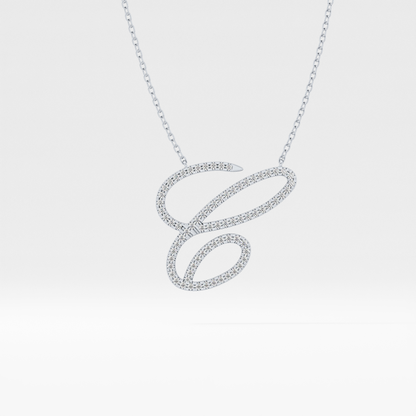 0.144 TCW Round Lab Grown Diamond E Initial Necklace