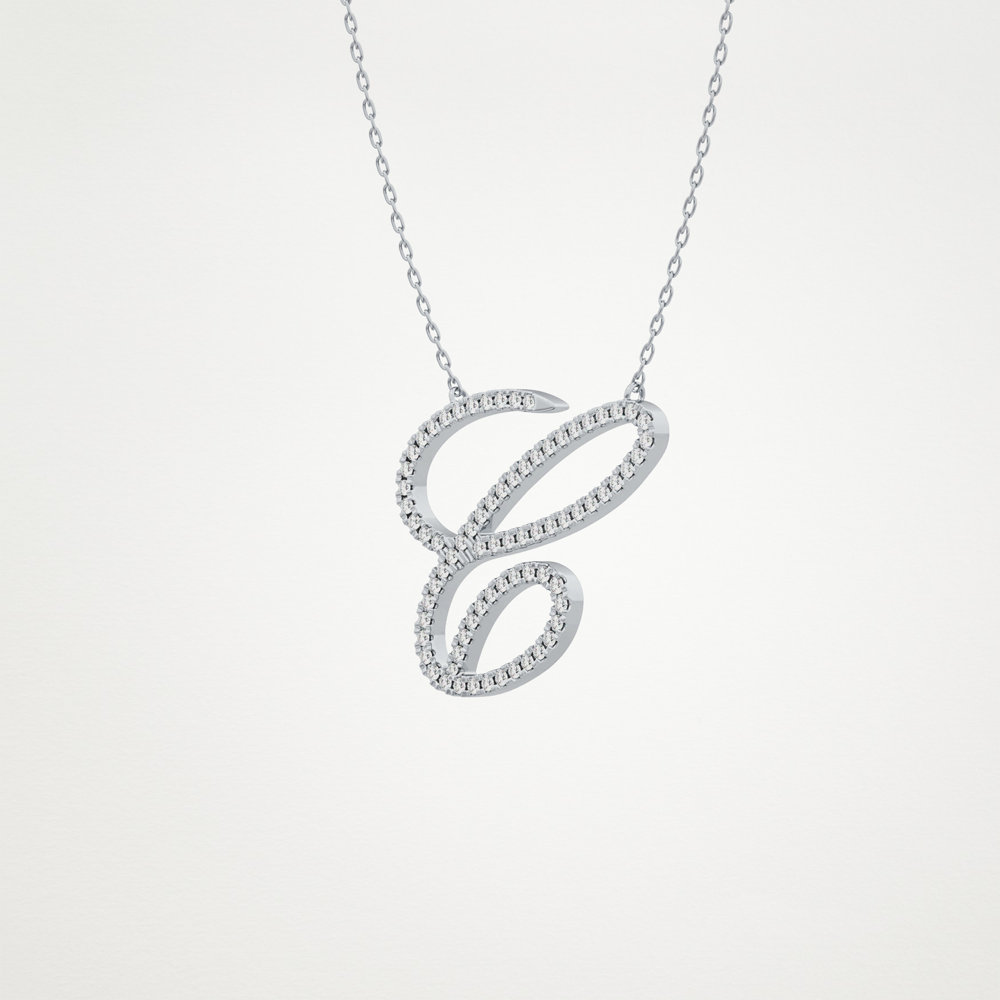0.144 TCW Round Lab Grown Diamond E Initial Necklace