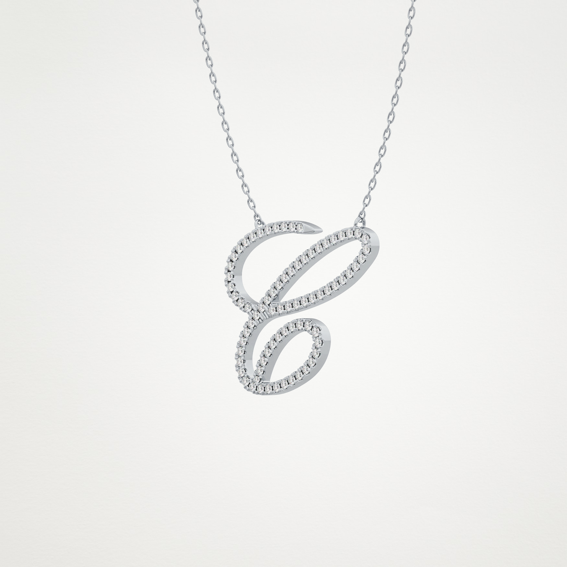0.144 TCW Round Lab Grown Diamond E Initial Necklace