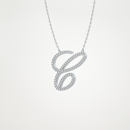 0.144 TCW Round Lab Grown Diamond E Initial Necklace