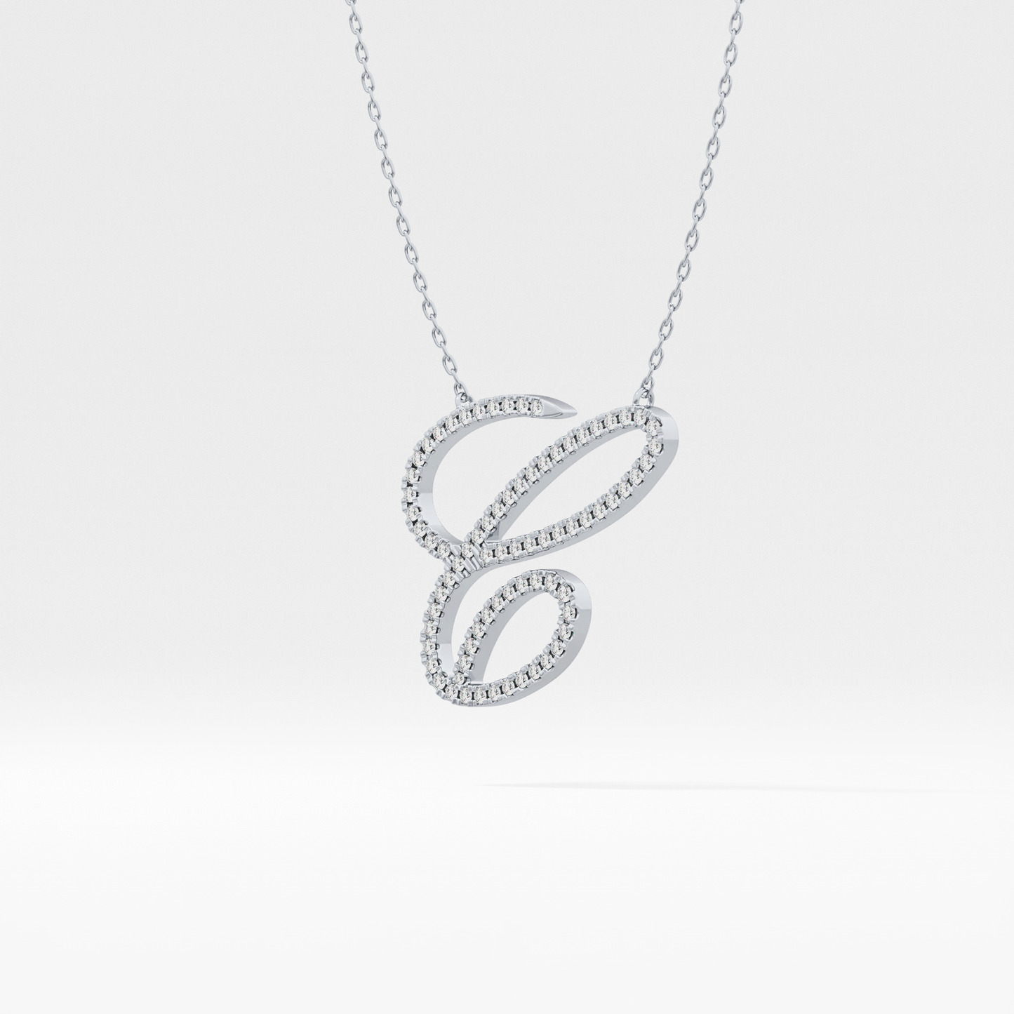 0.144 TCW Round Lab Grown Diamond E Initial Necklace
