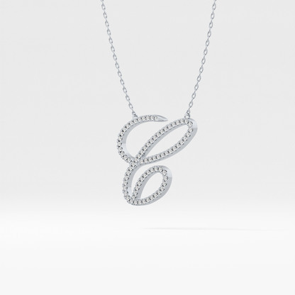 0.144 TCW Round Lab Grown Diamond E Initial Necklace