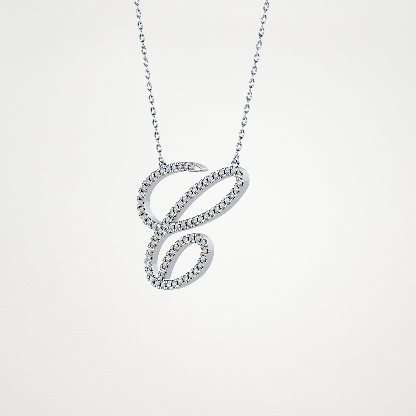 0.144 TCW Round Lab Grown Diamond E Initial Necklace