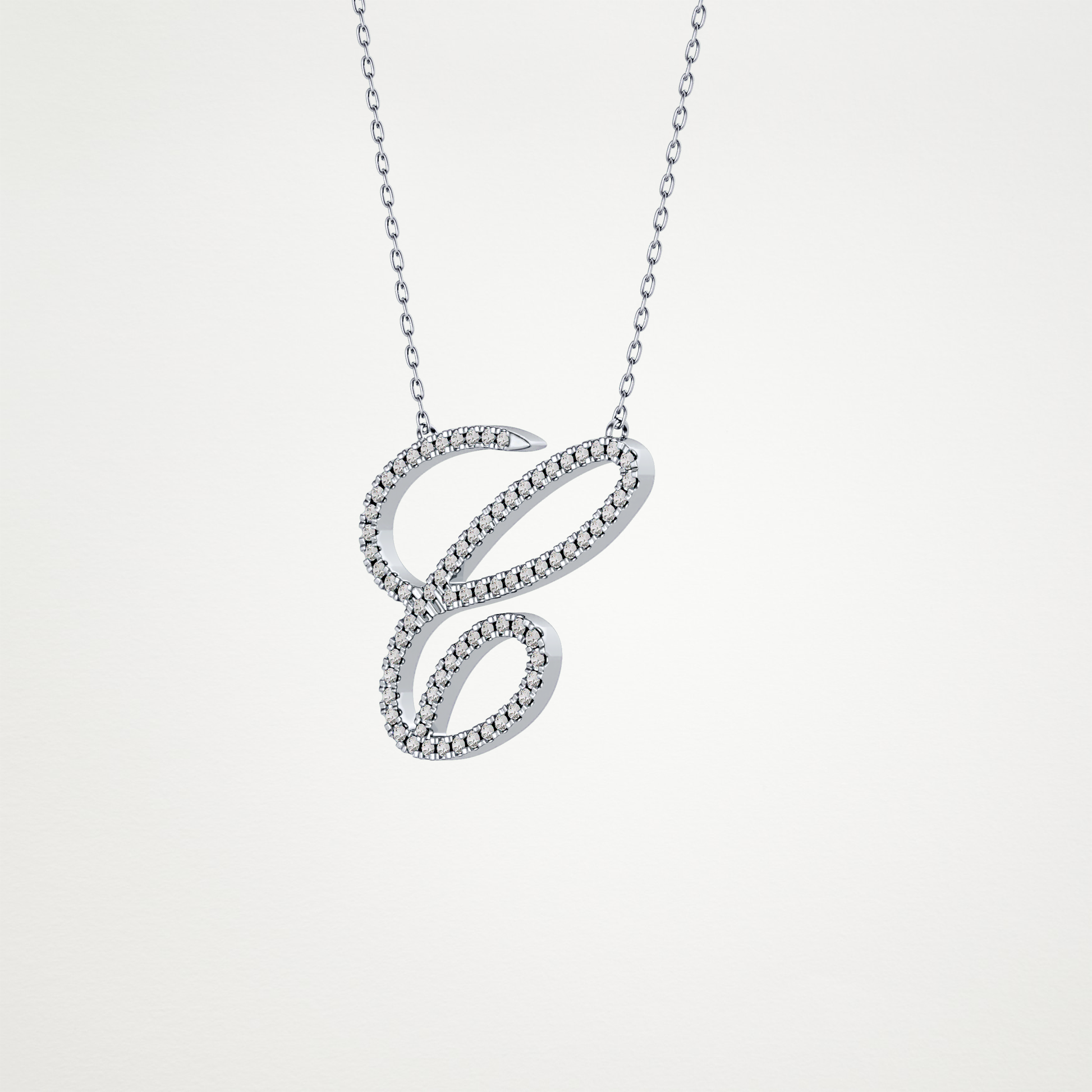 0.144 TCW Round Lab Grown Diamond E Initial Necklace