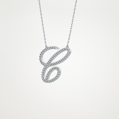 0.144 TCW Round Lab Grown Diamond E Initial Necklace