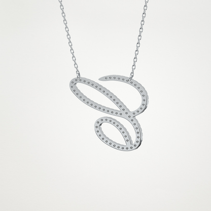 0.144 TCW Round Lab Grown Diamond E Initial Necklace