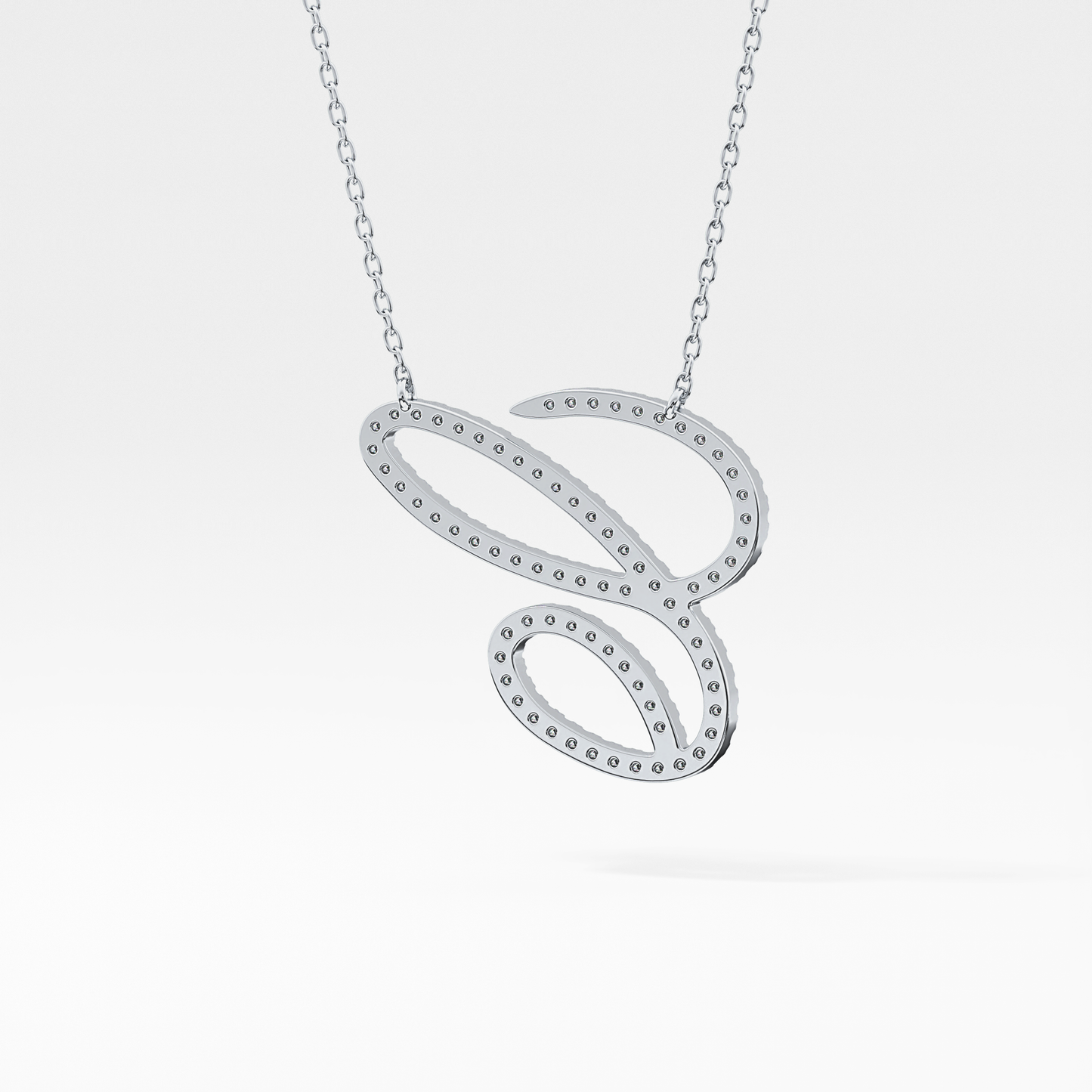 0.144 TCW Round Lab Grown Diamond E Initial Necklace