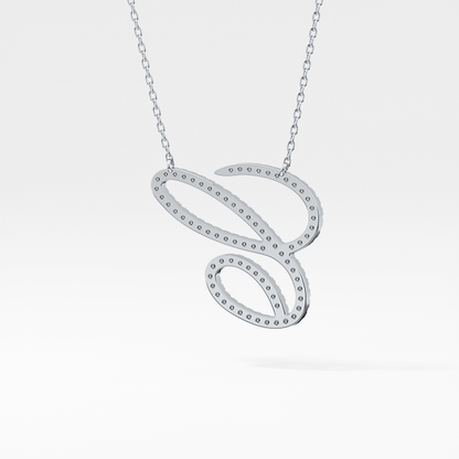 0.144 TCW Round Lab Grown Diamond E Initial Necklace
