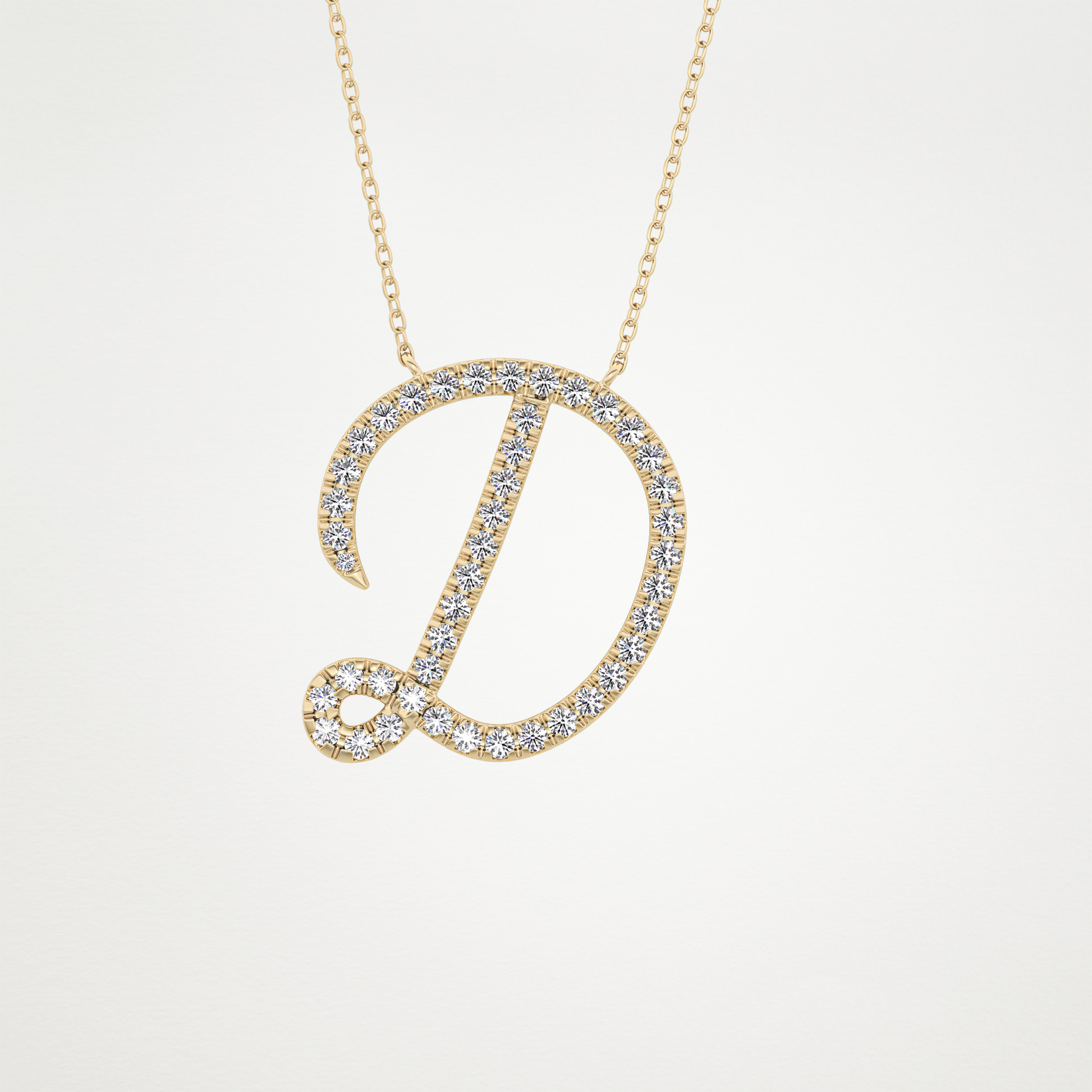 0.435 TCW Round Lab Grown Diamond D Initial Necklace