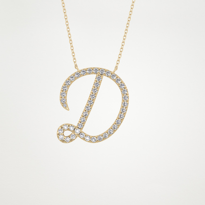 0.435 TCW Round Lab Grown Diamond D Initial Necklace