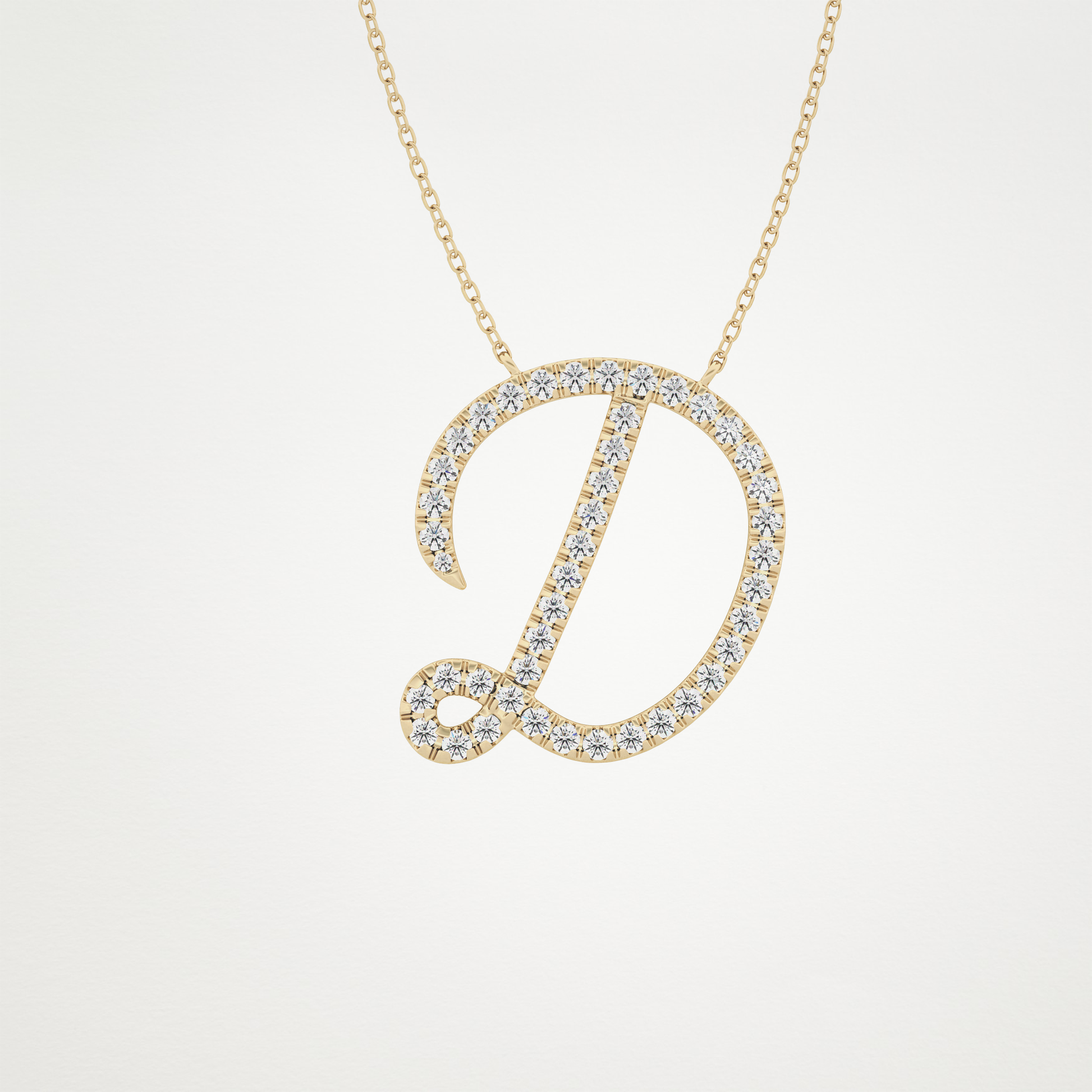 0.435 TCW Round Lab Grown Diamond D Initial Necklace