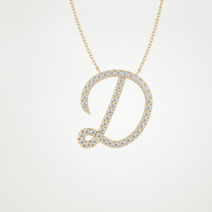 0.435 TCW Round Lab Grown Diamond D Initial Necklace