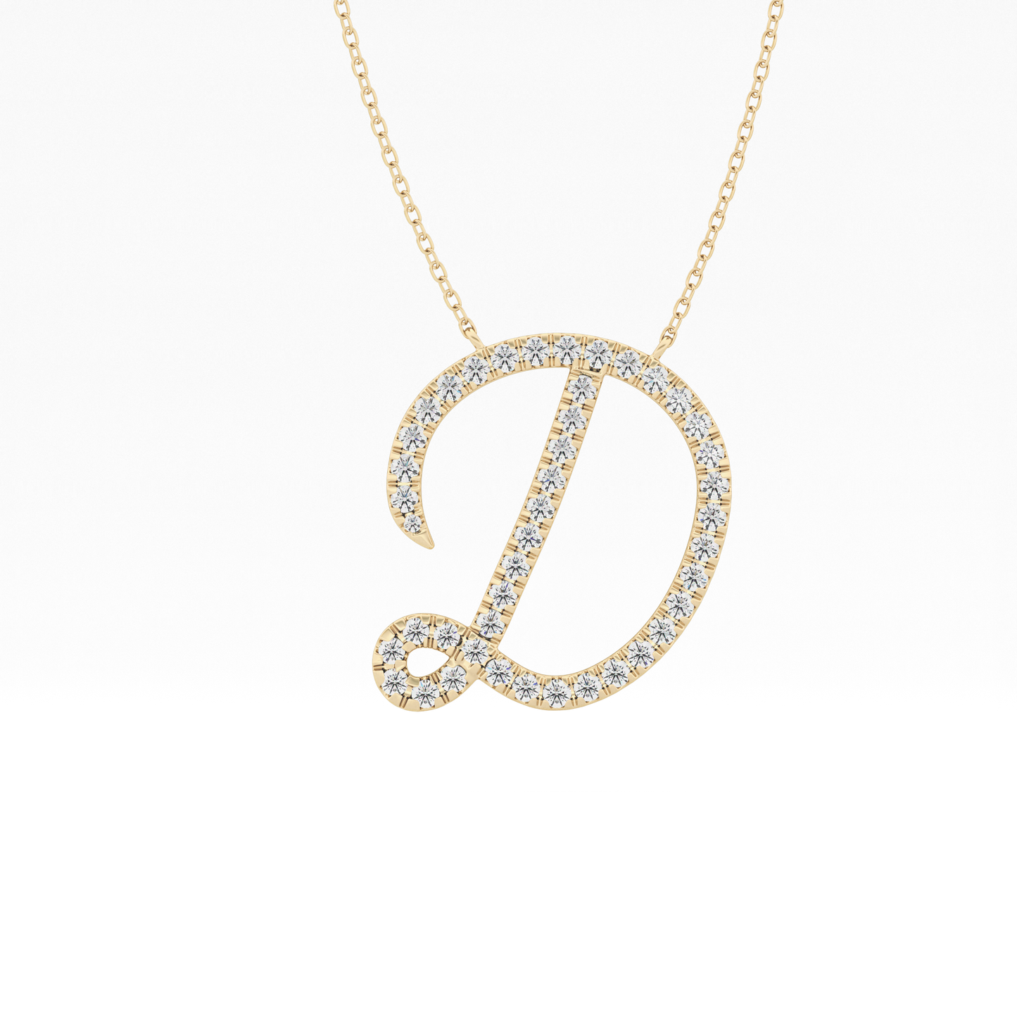 0.435 TCW Round Lab Grown Diamond D Initial Necklace