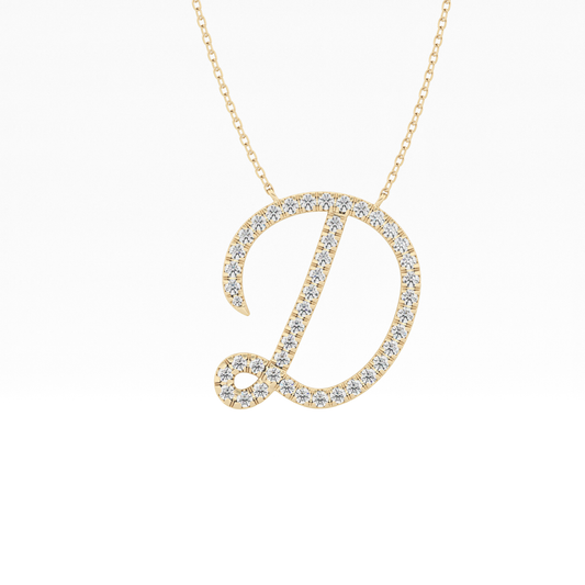 0.435 TCW Round Lab Grown Diamond D Initial Necklace