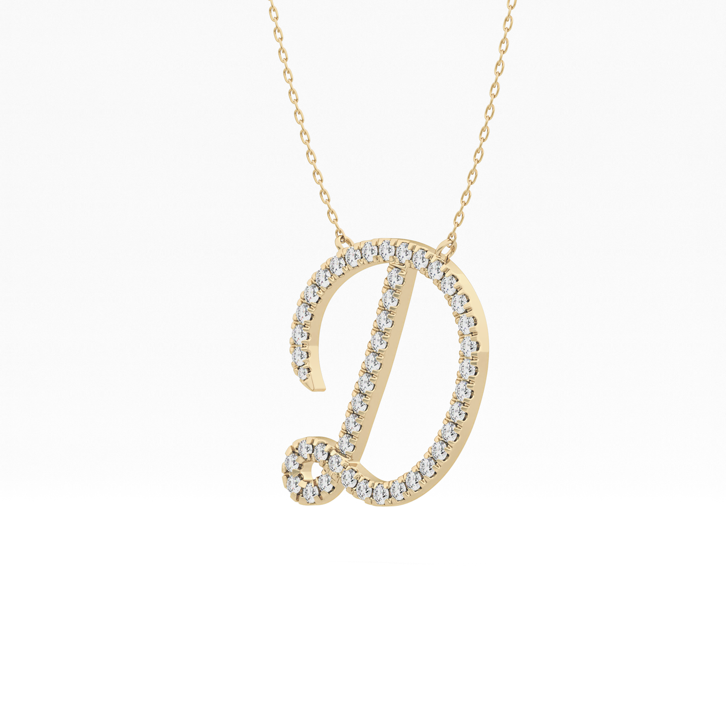0.435 TCW Round Lab Grown Diamond D Initial Necklace