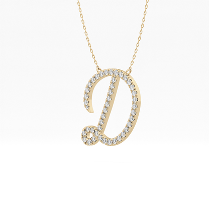 0.435 TCW Round Lab Grown Diamond D Initial Necklace