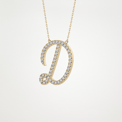 0.435 TCW Round Lab Grown Diamond D Initial Necklace