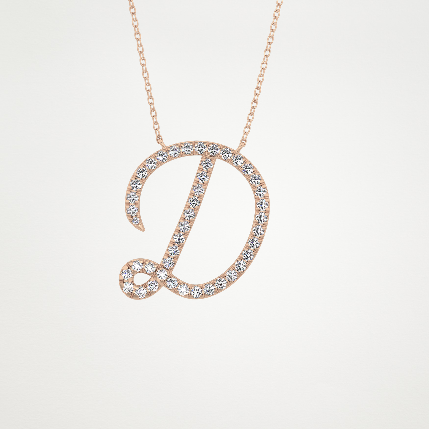 0.435 TCW Round Lab Grown Diamond D Initial Necklace