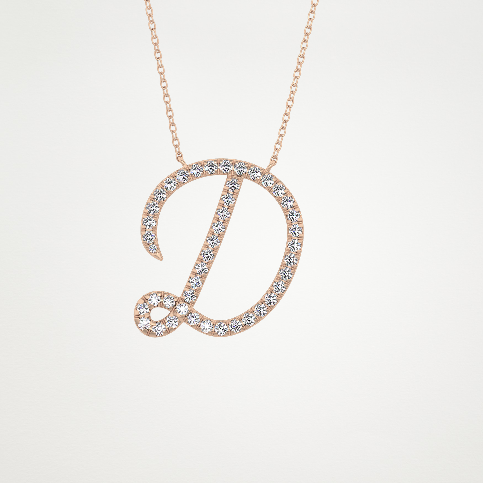 0.435 TCW Round Lab Grown Diamond D Initial Necklace