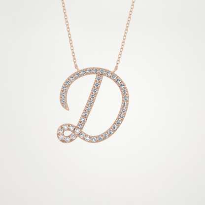 0.435 TCW Round Lab Grown Diamond D Initial Necklace