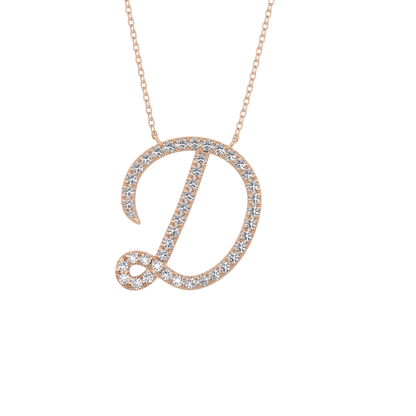 0.435 TCW Round Lab Grown Diamond D Initial Necklace