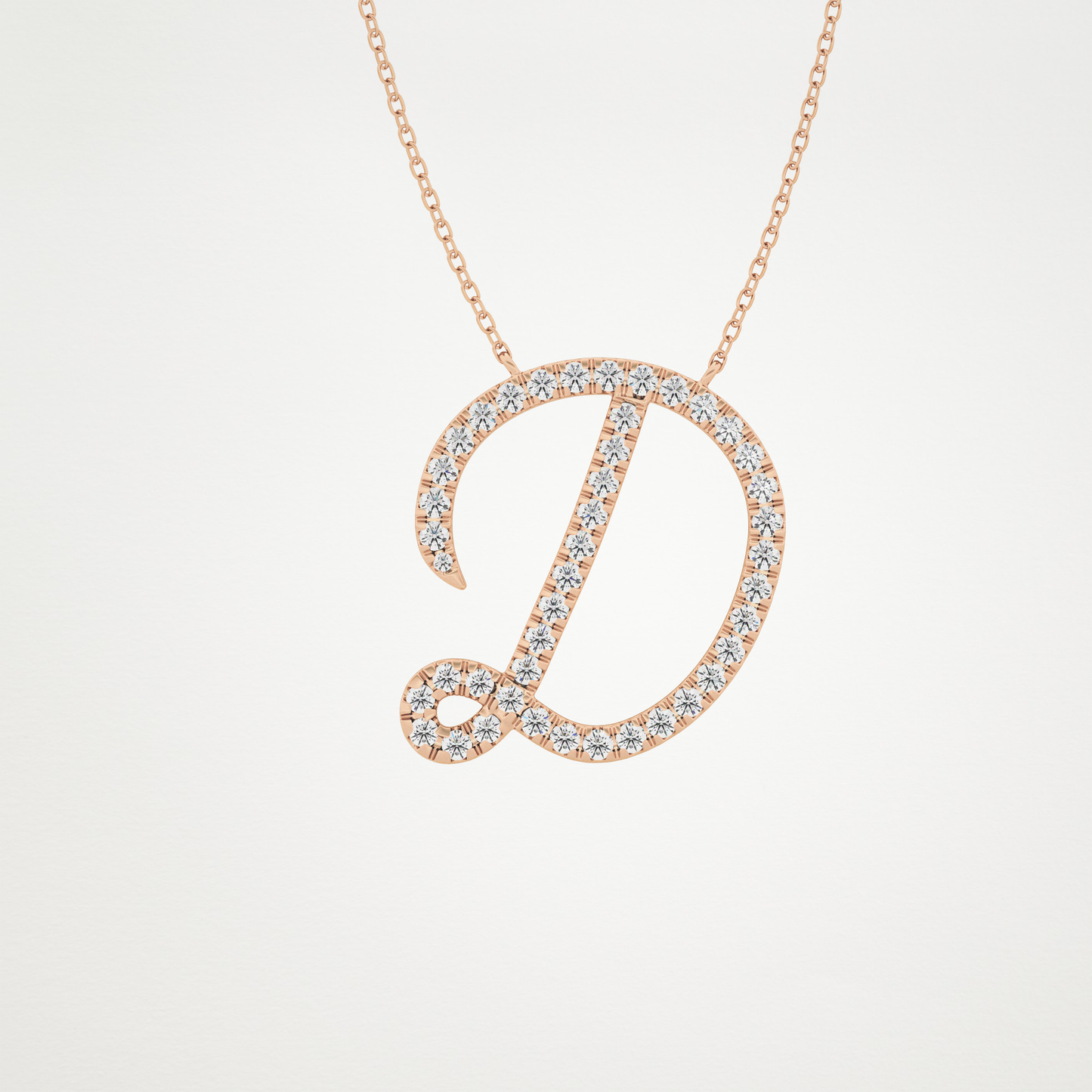 0.435 TCW Round Lab Grown Diamond D Initial Necklace
