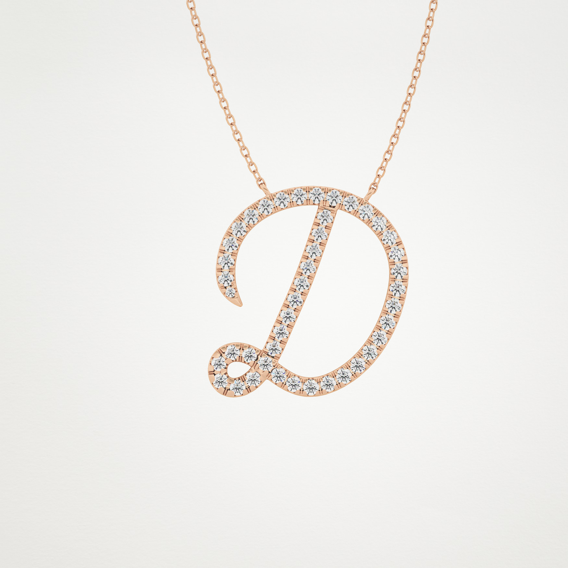 0.435 TCW Round Lab Grown Diamond D Initial Necklace