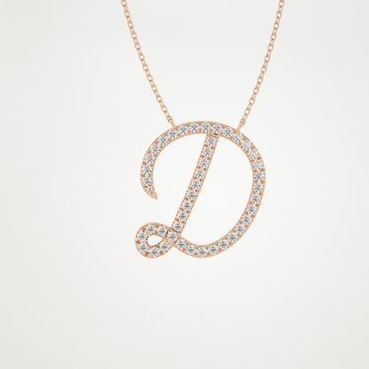 0.435 TCW Round Lab Grown Diamond D Initial Necklace