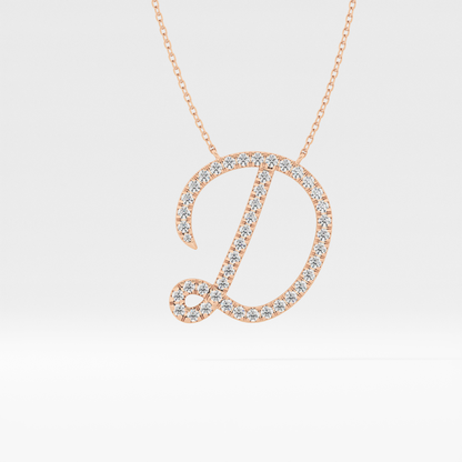 0.435 TCW Round Lab Grown Diamond D Initial Necklace
