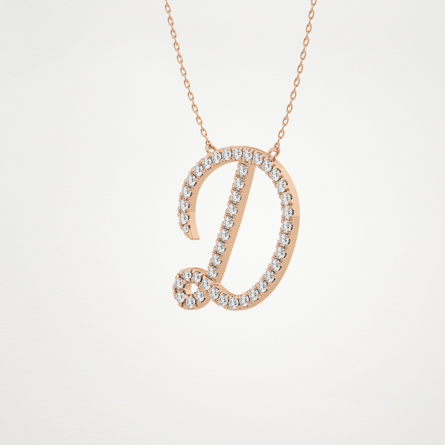 0.435 TCW Round Lab Grown Diamond D Initial Necklace