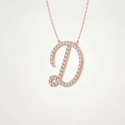 0.435 TCW Round Lab Grown Diamond D Initial Necklace